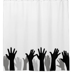 Rideaux De Douche Silhouette des mains levées, levage de mains, prot