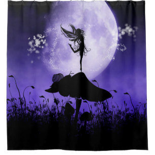 Rideaux De Douche Silhouette féerique pourpre mignonne 2