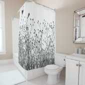 Rideaux De Douche Silhouette Plante séchée noire et blanche (En situation)
