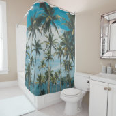 Rideaux De Douche Silhouette Rétro Palm Ocean (En situation)