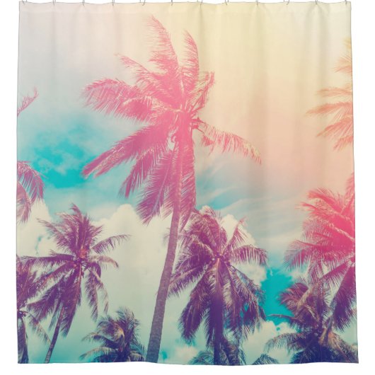 Rideaux De Douche Silhouette tropical palm tree with sun light on su (Devant)
