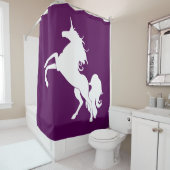 Rideaux De Douche Silhouette Unicorne blanche personnalisée (En situation)