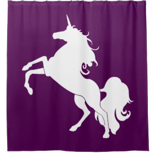 Rideaux De Douche Silhouette Unicorne blanche personnalisée