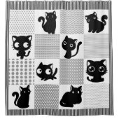 Rideaux De Douche Silhouettes de chat noir joueuses (Devant)