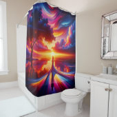 Rideaux De Douche "Silouhette Sunset Surréaliste" (En situation)