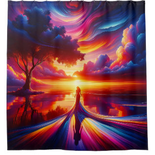Rideaux De Douche "Silouhette Sunset Surréaliste"