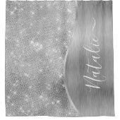 Rideaux De Douche Silver Glitter Glam Bling Personalized (Devant)