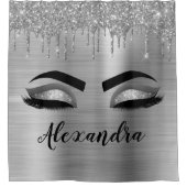 Rideaux De Douche Silver Glitter Sparkle Eyelashes Monogram (Devant)