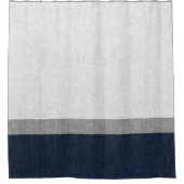 Rideaux De Douche Simple bande Bleu foncé gris cendré blanc (Devant)