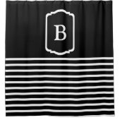 Rideaux De Douche Simple Black and White Horizontal Stripes Monogram (Devant)