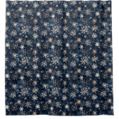 Rideaux De Douche Simple Bleu foncé avec flocons de neige (Devant)