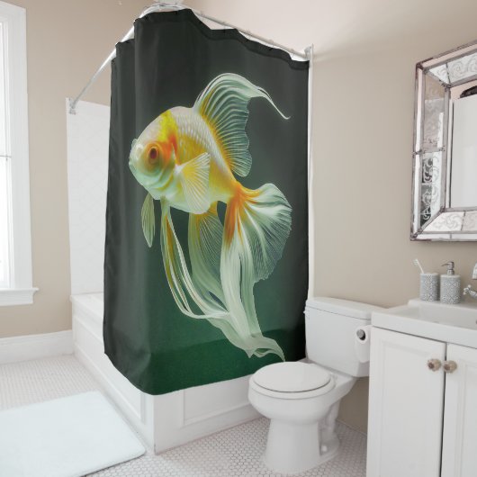 Rideaux De Douche Simple élégance Goldfish Digital Artwork | (En situation)