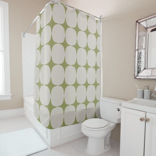 Rideaux De Douche Simple Mid-Century Moderne Sage Motif vert (En situation)