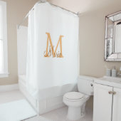 Rideaux De Douche simple minimal ajouter nom monogramme orange marro (En situation)