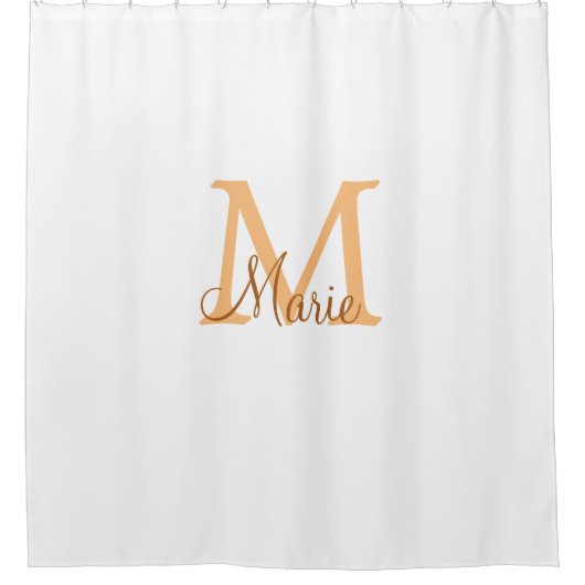 Rideaux De Douche simple minimal ajouter nom monogramme orange marro (Devant)