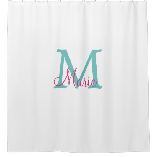Rideaux De Douche simple minimal ajouter nom monogramme vert rose bl (Devant)