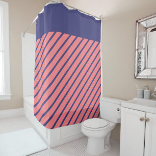 Rideaux De Douche Simple moderne Midnight Blue Light Coral Grandes