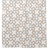 Rideaux De Douche Simple Motif blanc bleu et orange (Devant)