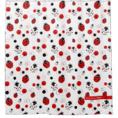Rideaux De Douche Simple Motif Ladybug rouge, noir et blanc (Devant)