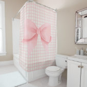 Rideaux De Douche Simple Pink Bow Plaid Fabriquant (En situation)