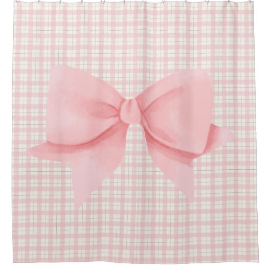 Rideaux De Douche Simple Pink Bow Plaid Fabriquant (Devant)
