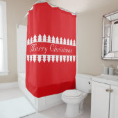 Rideaux De Douche Simple Red Merry Christmas Tree Design (En situation)