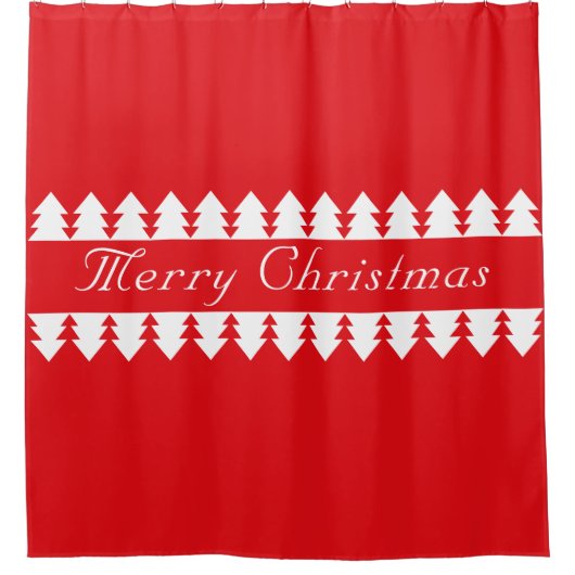 Rideaux De Douche Simple Red Merry Christmas Tree Design (Devant)