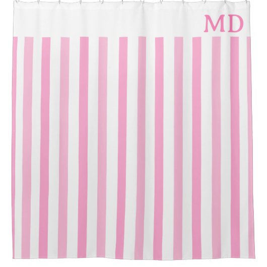 Rideaux De Douche Simple rose et blanc entrelacé initial (Devant)