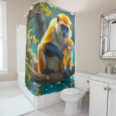 Rideaux De Douche Singe Jaunes (En situation)