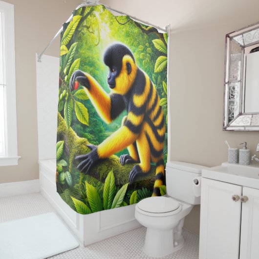 Rideaux De Douche Singe rayé (En situation)