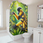 Rideaux De Douche Singe Rhinopithèque doré frappant la jungle (En situation)