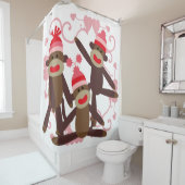 Rideaux De Douche Singes De Choc Avec Coeurs Roses (En situation)