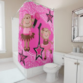 Rideaux De Douche Singes Girly de vedette du rock (En situation)