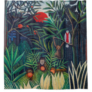 Rideaux De Douche Singes Parrot Animal dans la forêt de la Jungle