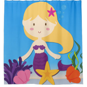 Rideaux De Douche Sirène blond Haired dans l'océan sous-marin