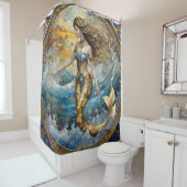 Rideaux De Douche Sirène dans les vagues de l'océan (En situation)