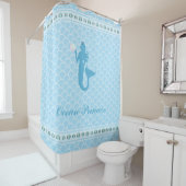 Rideaux De Douche Sirène de l'Ocean Princess sur Turquoise Wavy (En situation)