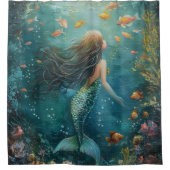 Rideaux De Douche Sirène Sous La Mer Côtière (Devant)