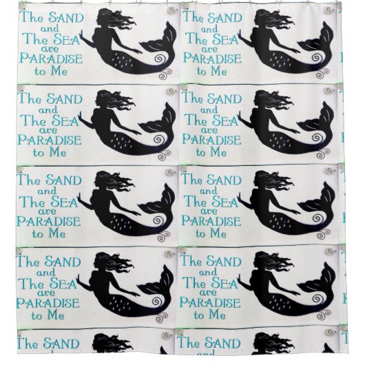 Rideaux De Douche sirènes sable et motif de mer (Devant)