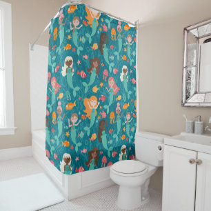 Rideaux De Douche Sirènes Whimiques Sous Le Turquoise De La Mer