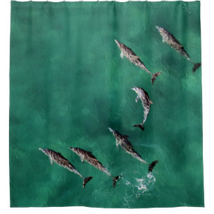 RIDEAUX DE DOUCHE SIX DOLPHINS À L'EAU CALME