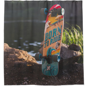 Rideaux De Douche Skateboard Né À Ride