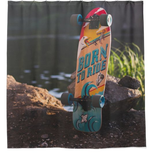 Rideaux De Douche Skateboard Né À Ride (Devant)