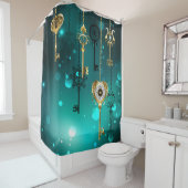 Rideaux De Douche Skeleton Keys on Green Background (En situation)