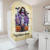 Rideaux De Douche Skeleton Pirate Happy Halloween Mateys (En situation)