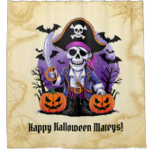 Rideaux De Douche Skeleton Pirate Happy Halloween Mateys (Devant)