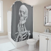 Rideaux De Douche Skeleton Skeleton Halloween gris noir et blanc (En situation)