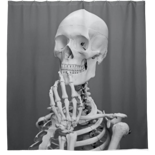 Rideaux De Douche Skeleton Skeleton Halloween gris noir et blanc (Devant)
