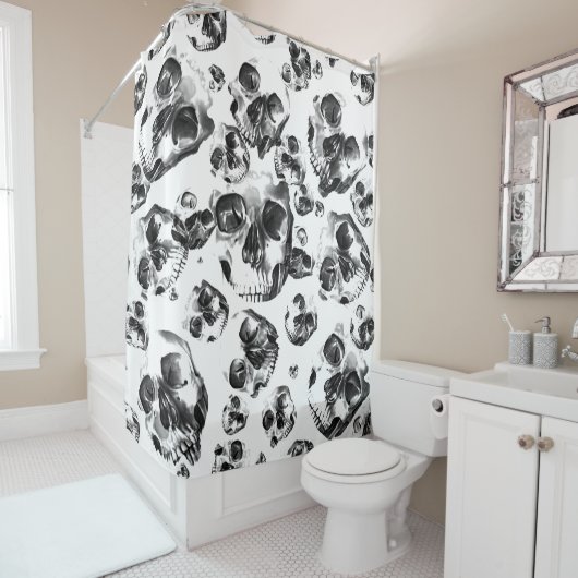 Rideaux De Douche Skeleton Skull Art Pattern (En situation)
