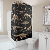Rideaux De Douche Skeletons de dinosaures et fossiles motif (En situation)